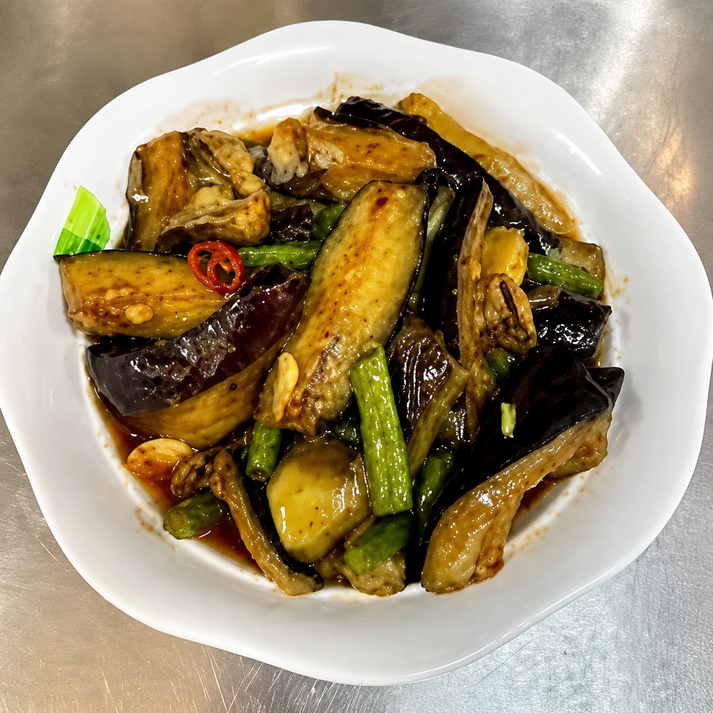 田碗碗豆角茄子菜品